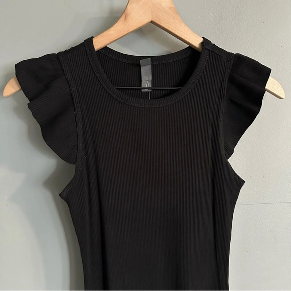 Francesca's Fitted Black Knit Dress. Size Small. NWT. Flutter Sleeves - Picture 2 of 8